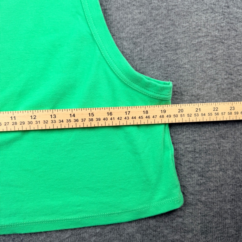 Princess Polly Tank Top Women 16 Green Ribbed Organic Cotton Crop Racerback Tank - Picture 4 of 6